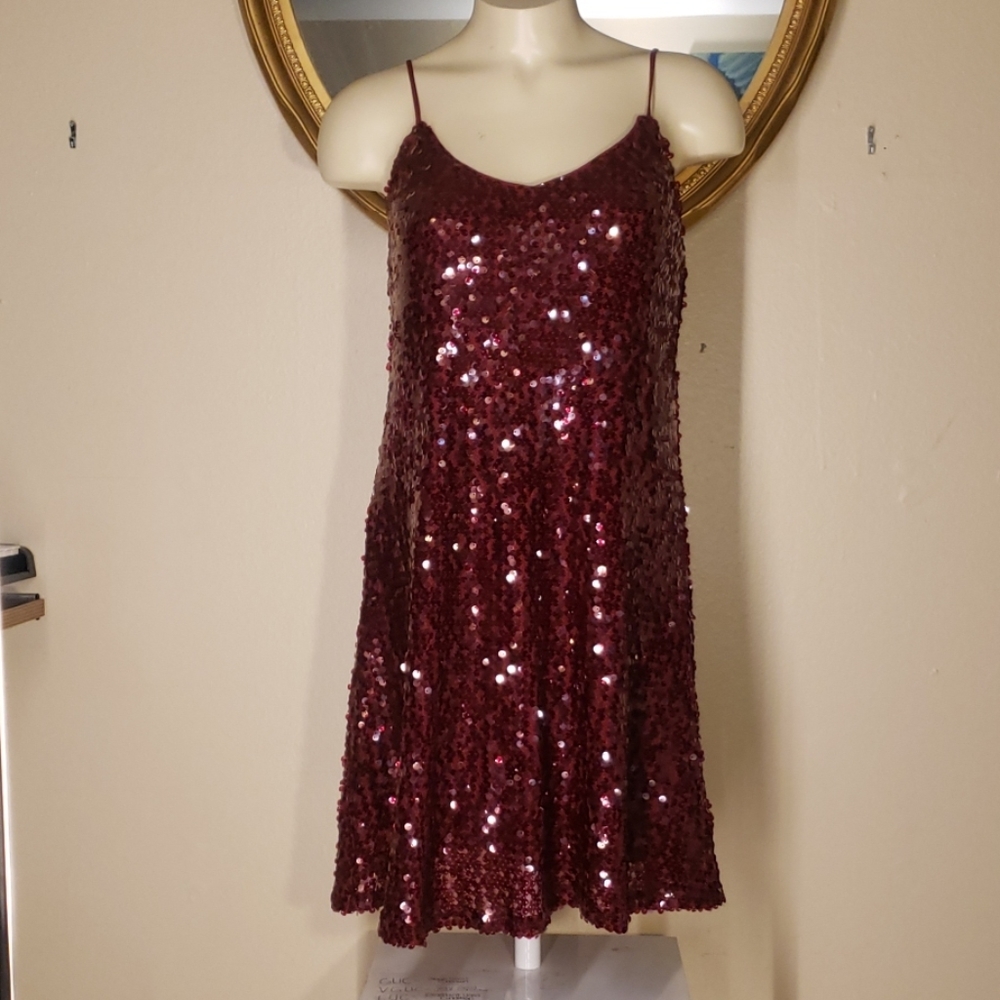 Altar'd State | Burgundy Sequin Dress